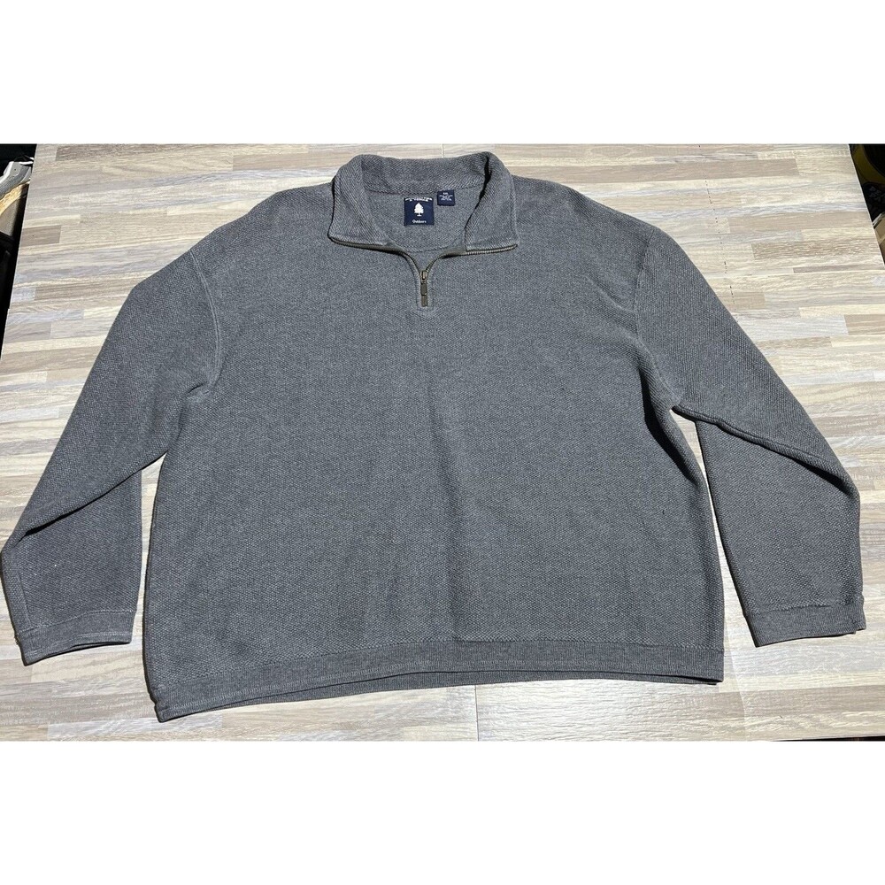 Roundtree & Yorke Ribbed 1/4 Zip Pullover Men 2XL Gray Sweater Outdoors